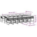 vidaXL Ensemble à manger de jardin et coussins 13 Pièces beige