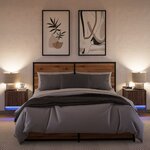 vidaXL Tables de chevet murales avec lumières LED 2 Pièces chêne marron