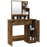 vidaXL Coiffeuse avec miroir Chêne fumé 86 5x35x136 cm