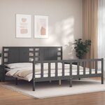 vidaXL Cadre de lit sans matelas gris 200x200 cm bois massif de pin