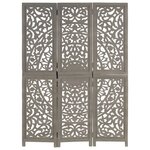 vidaXL Cloison de séparation 3 panneaux Gris 120x165 cm Bois manguier