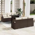 Canapé de jardin 7 pièces avec coussins marron poly rattan