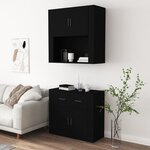vidaXL Buffet haut Noir Bois d'ingénierie
