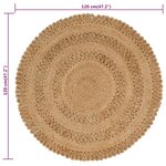 vidaXL Tapis Jute tressé à la main 120 cm Rond