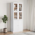 vidaXL Vitrine en verre ALTA blanc 77x35x186 5 cm bois de pin massif