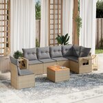 vidaXL Salon de jardin avec coussins 7 Pièces beige résine tressée