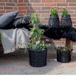 4 paniers ronds noirs en rotin avec intérieur plastifié