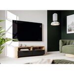 Meuble TV chêne et Noir - 2 Abattants + 2 niches - 95 x 36 x 34 5 cm