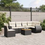 vidaXL Salon de jardin 7 Pièces avec coussins noir résine tressée