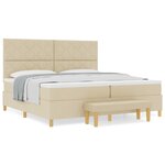 vidaXL Lit à Ressorts avec Matelas et Banc Crème 200x200 cm Tissu