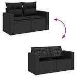 Ensemble de canapé de jardin de 13 pièces avec coussins Noir Polyrotin Acacia