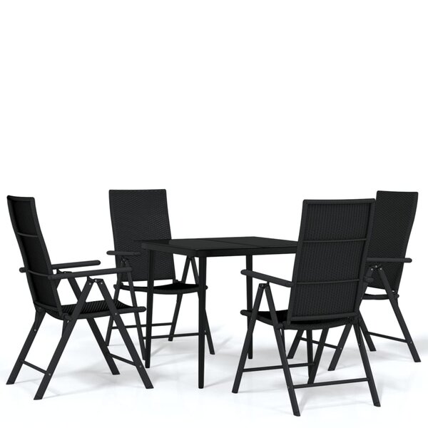 vidaXL Ensemble à manger de jardin 5 Pièces Noir