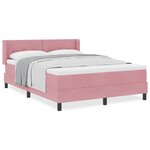 Lit Box Spring avec Matelas Rose 140x200 cm Velours