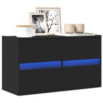vidaXL Meuble TV mural avec lumières LED noir 80x31x45 cm