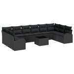 Ensemble de Canapé de Jardin de 11 Pièces avec Coussins Beiges en Poly Rattan