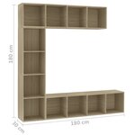 vidaXL Jeu de bibliothèque/meuble TV 3 Pièces Chêne sonoma 180x30x180 cm