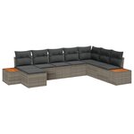 Ensemble de canapé de jardin vidaXL 8 pièces avec coussins gris poly rattan acacia