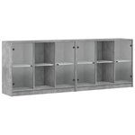 vidaXL Bibliothèque avec portes gris béton 204x37x75 cm