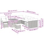 vidaXL Ensemble de Sofa de Jardin 13 pièces avec Coussins Gris Poly Rattan Acacia