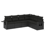 vidaXL Salon de jardin 6 Pièces avec coussins noir résine tressée