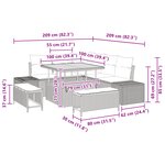 Ensemble de Canapés de Jardin 8 pièces avec Coussins Gris Rattan Poly Acacia