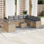 vidaXL Salon de jardin avec coussins 10 Pièces beige résine tressée