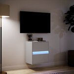 vidaXL Meuble TV mural avec lumières LED blanc 41x31x45 cm