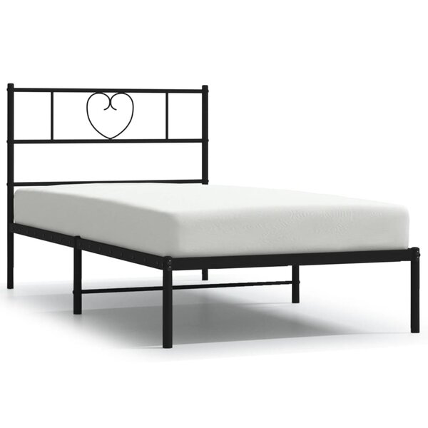 vidaXL Cadre de lit métal avec tête de lit noir 107x203 cm
