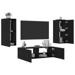 vidaXL Meuble TV muraux 3 Pièces avec lumières LED noir