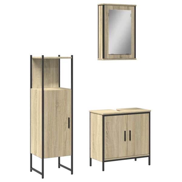 vidaXL Ensemble de meubles de salle de bain 3 Pièces chêne sonoma