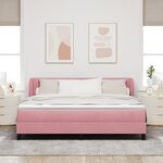 Lit à ressort vidaXL avec matelas rose 180x200 cm en velours