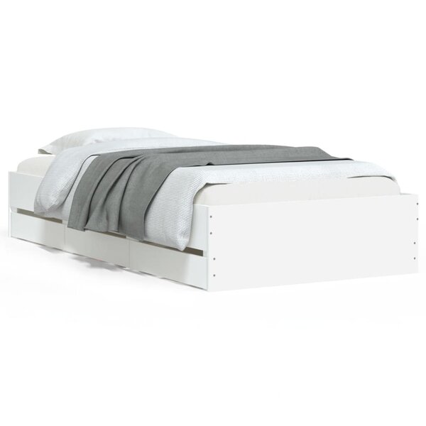 vidaXL Cadre de lit avec tiroirs sans matelas blanc 75x190 cm