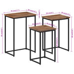 vidaXL Tables basses gigognes 3 Pièces bois massif de teck