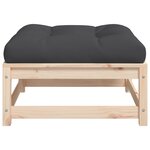 vidaXL Repose-pied de jardin avec coussin bois de pin massif