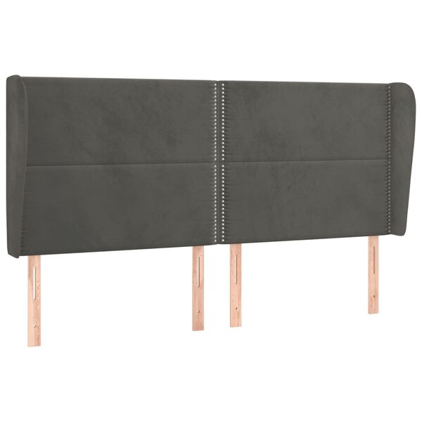 vidaXL Tête de lit avec oreilles Gris foncé 203x23x118/128 cm Velours