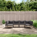 vidaXL Salon de jardin 6 Pièces avec coussins anthracite résine tressée