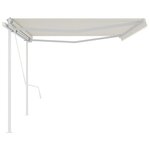 vidaXL Auvent automatique rétractable poteaux 5x3 5 m Crème