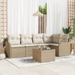 Ensemble de canapé de jardin vidaXL 6 pièces avec coussins en rattan synthétique marron