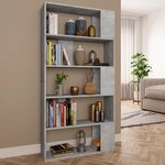 vidaXL Bibliothèque/Séparateur de pièce Gris béton Bois d’ingénierie