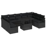 Ensemble de Canapé de Jardin 10 pièces avec Coussins en Poly Rattan Noir