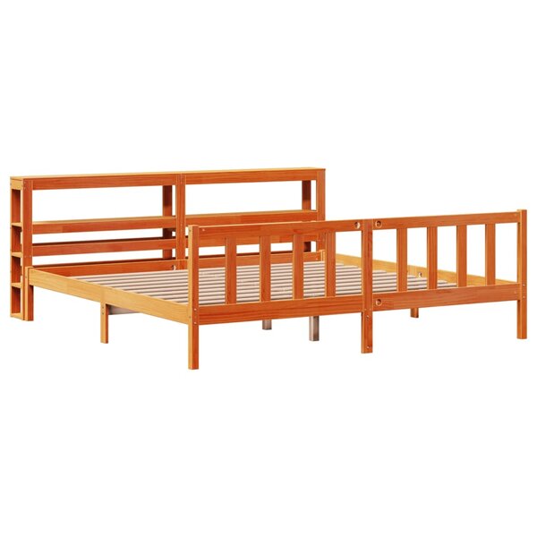 vidaXL Cadre de lit et tête de lit cire marron 180x200 cm bois de pin
