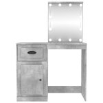vidaXL Coiffeuse avec LED gris béton 90x50x132 5 cm bois d'ingénierie