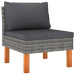 vidaXL Salon de jardin 7 Pièces avec coussins Résine tressée Gris