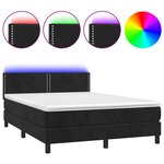 vidaXL Sommier à lattes de lit avec matelas LED Noir 140x190cm Velours