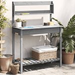 vidaXL Table de rempotage avec évier gris bois massif de de sapin