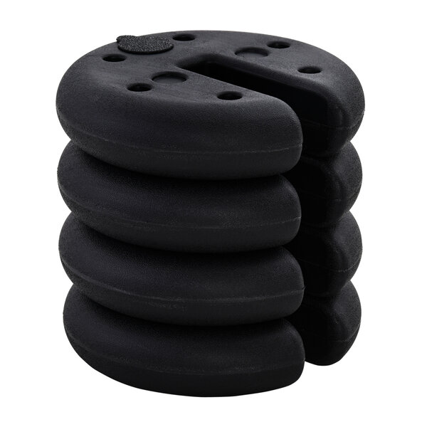 Lot de 4 poids de lestage rond pour tonnelle barnum tente dim. Ø 25 x 6H cm HDPE noir