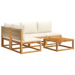 vidaXL Salon de jardin avec coussins 5 Pièces Bois d'acacia solide
