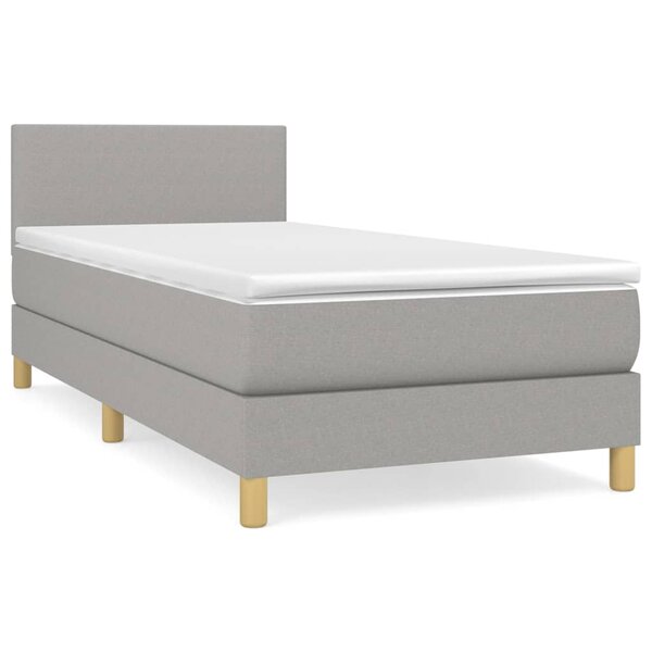 vidaXL Sommier à lattes de lit avec matelas Gris clair 80x200 cm Tissu