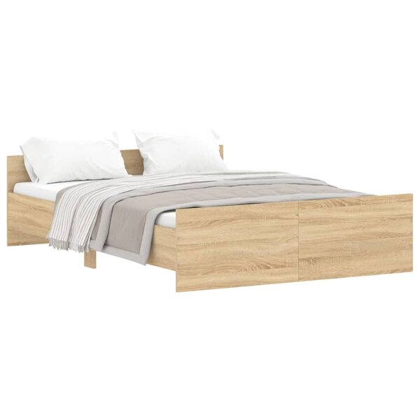 vidaXL Cadre de lit tête de lit et pied de lit chêne sonoma 135x190 cm
