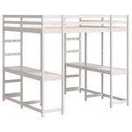 vidaXL Lit superposé et bureau et échelle 200x200cm bois de pin massif